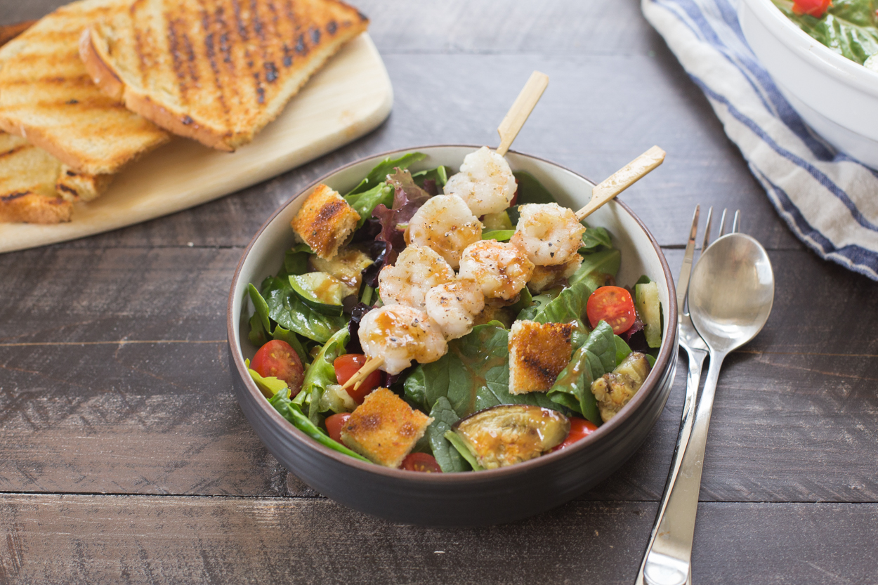 Shrimp and Grilled Vegetable Panzanella | Cook Smarts