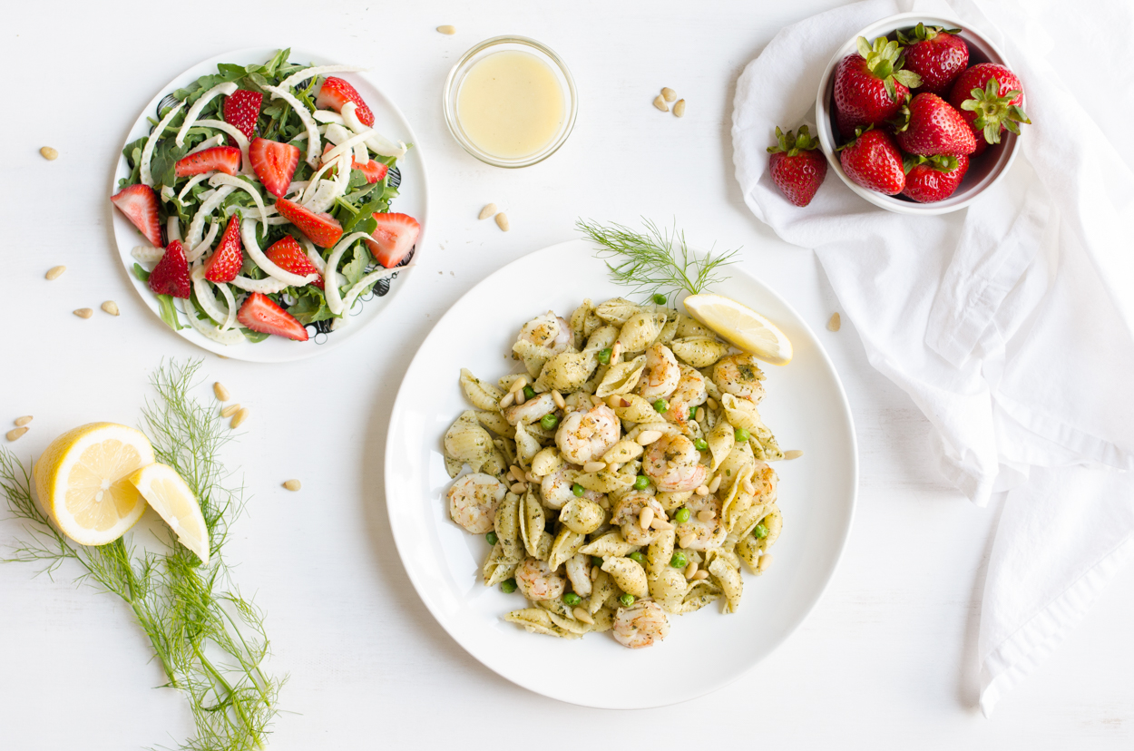 Pesto Pasta with Shrimp and Peas | Cook Smarts