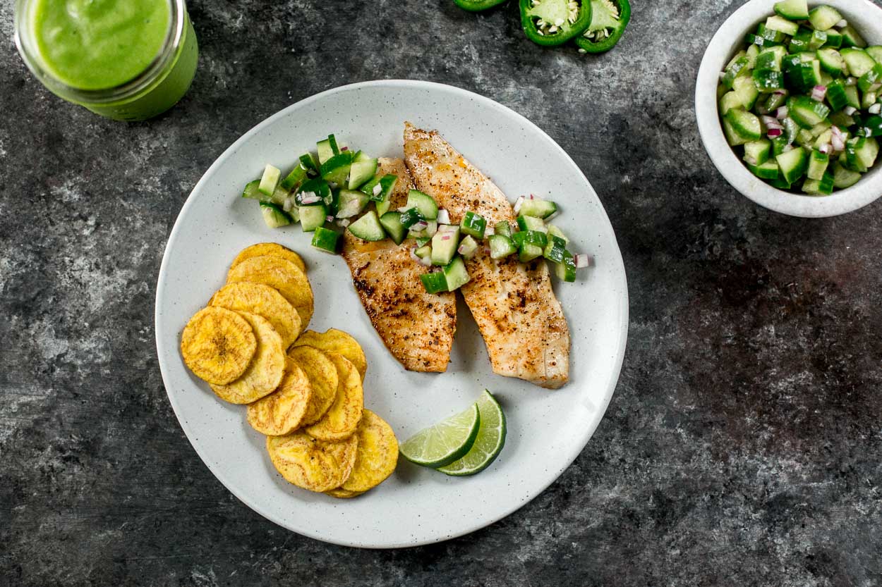 Jerk Fish with Cucumber Salsa Cook Smarts