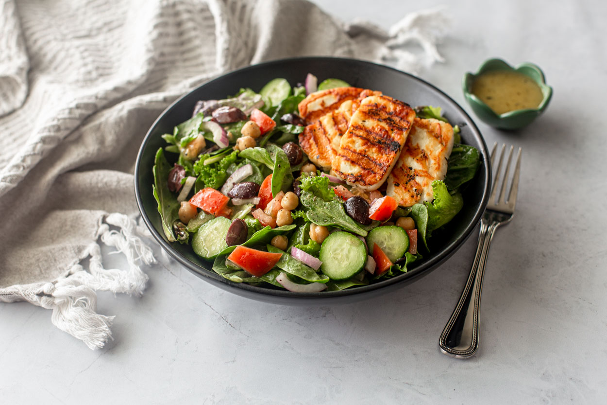 Greek Salad with Seared Halloumi | Cook Smarts