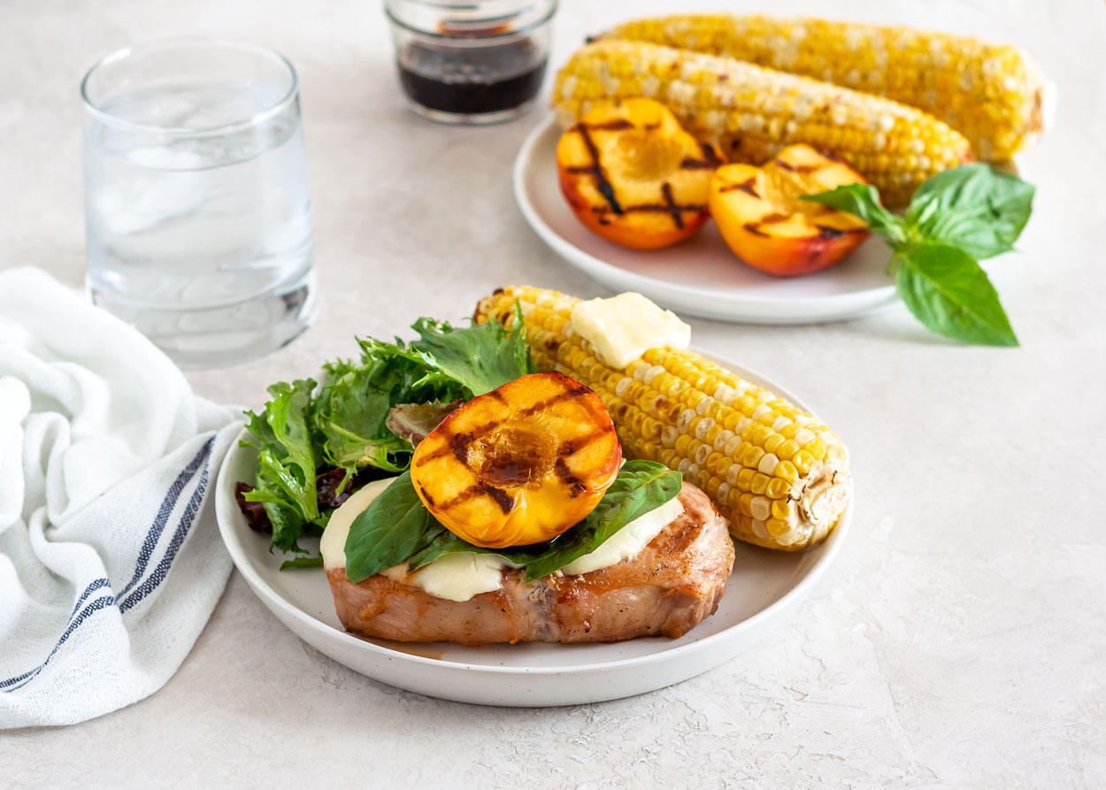 Grilled Balsamic Pork Chops with Peach Caprese | Cook Smarts