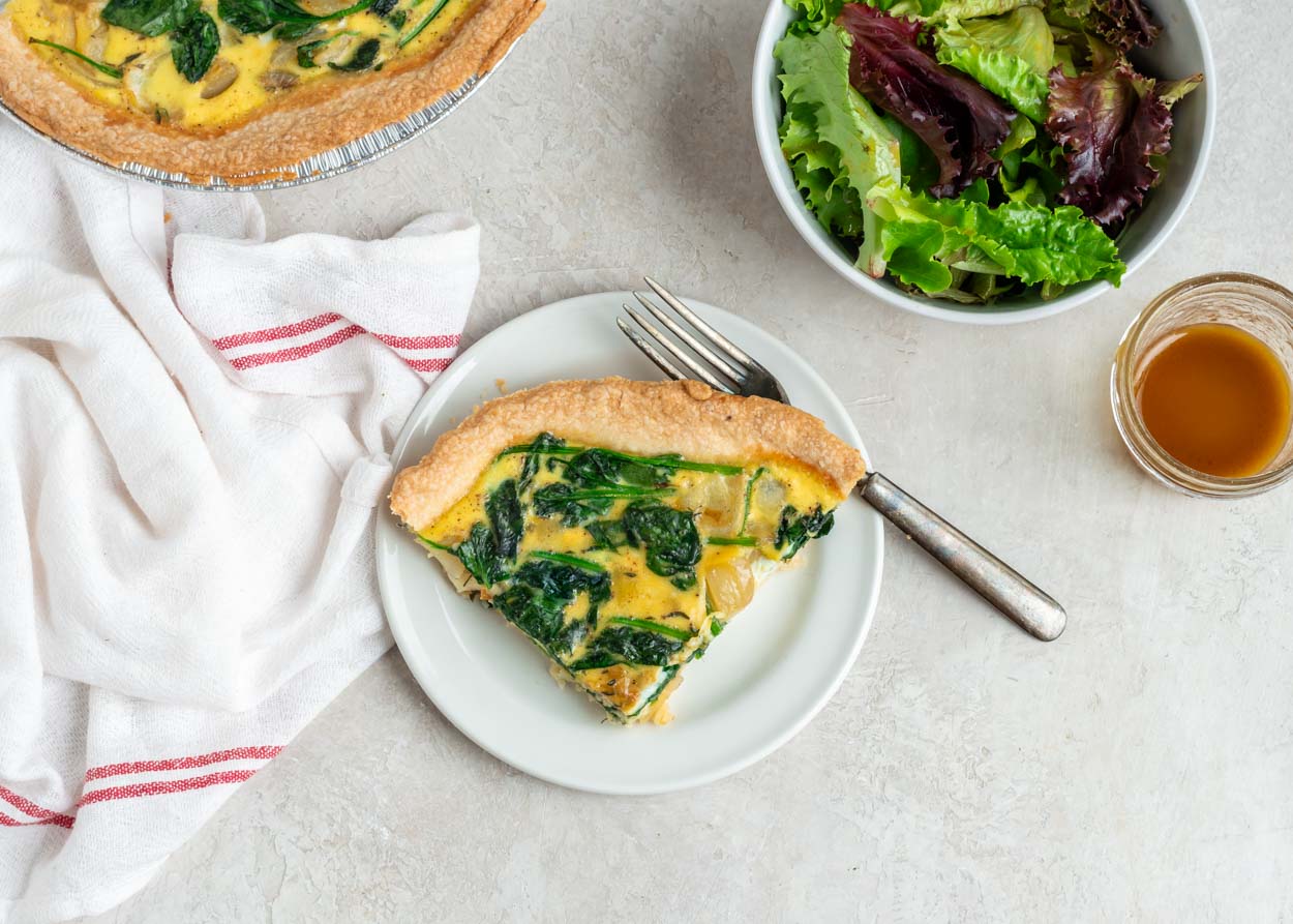 Spinach, Caramelized Onion and Gruyere Quiche | Cook Smarts