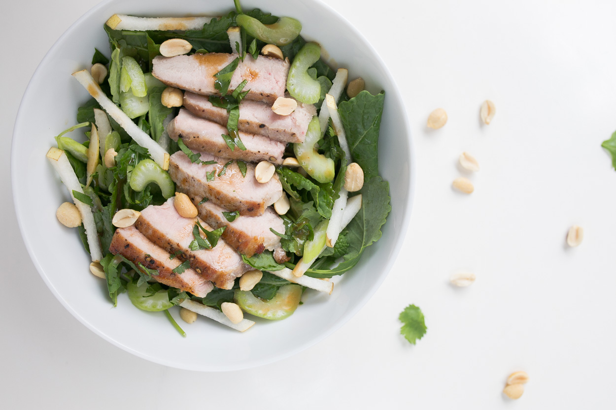 Asian Kale Salad with Seared Pork Chops | Cook Smarts