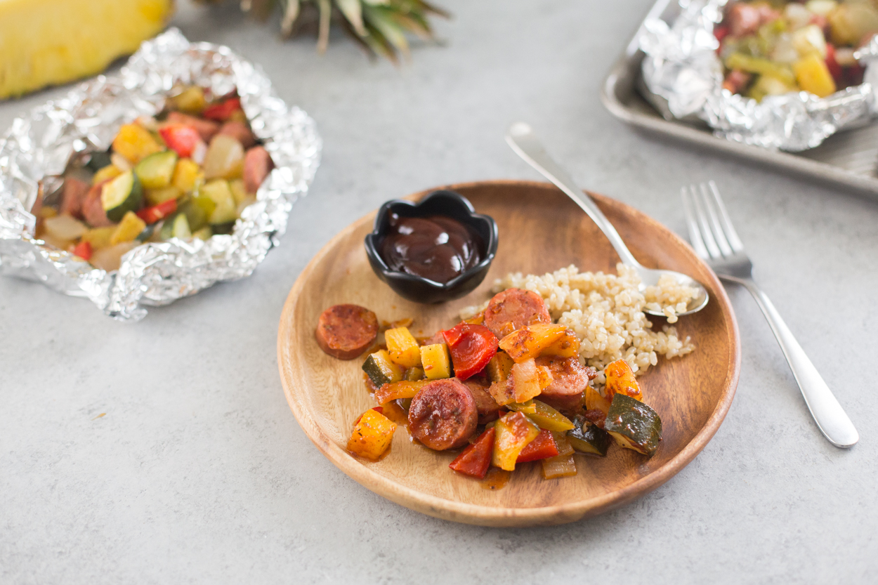 Sheet Pan Hawaiian BBQ with Vegan Sausage  | Cook Smarts
