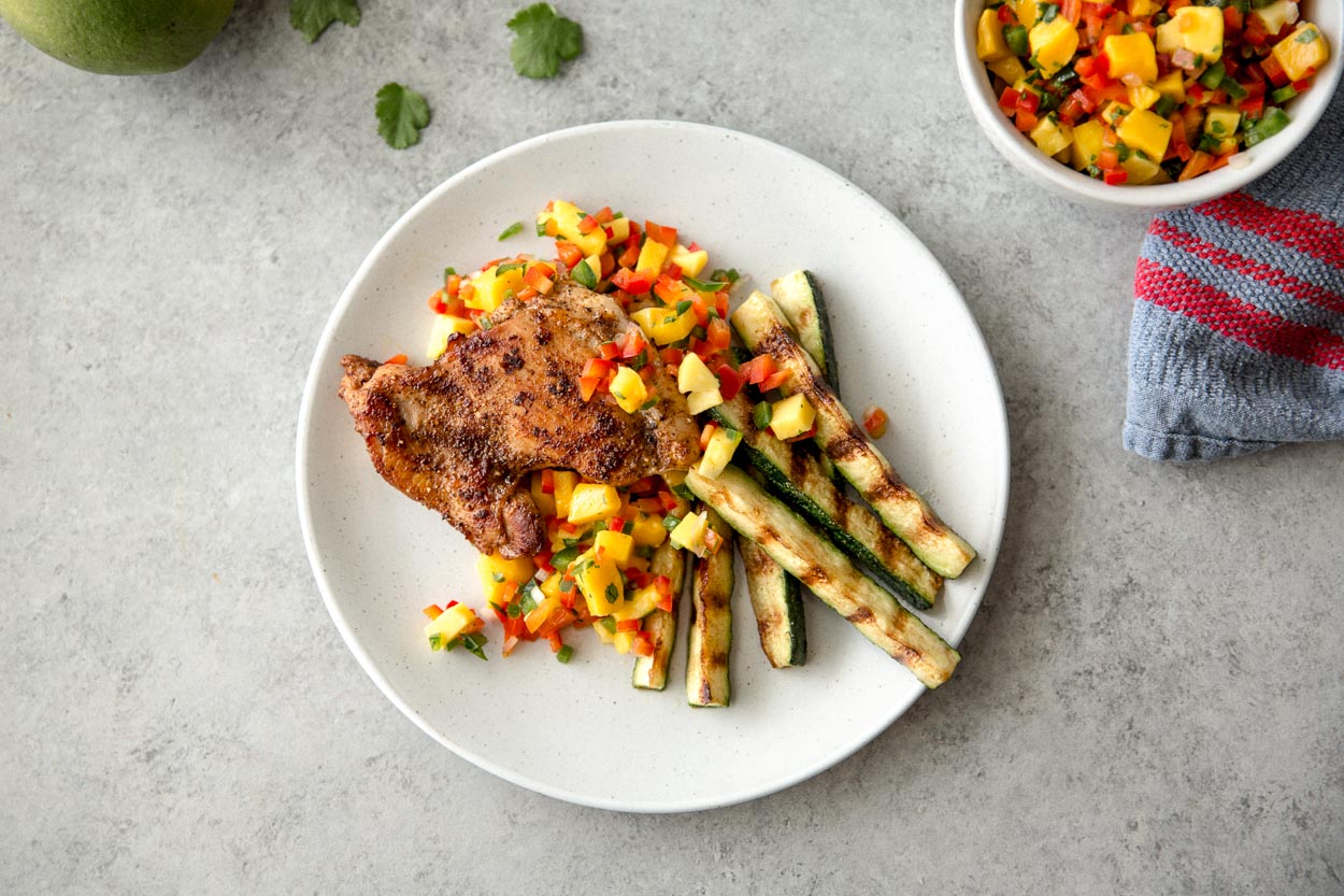 Blackened Chicken Thighs with Mango Salsa | Cook Smarts