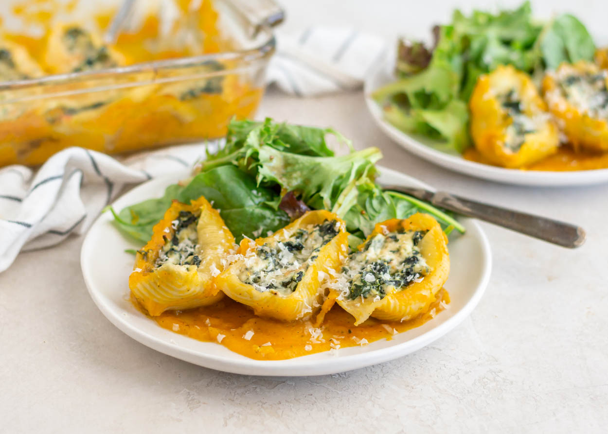 Spinach and Ricotta Stuffed Shells with [Leftover] Butternut Sauce | Cook Smarts