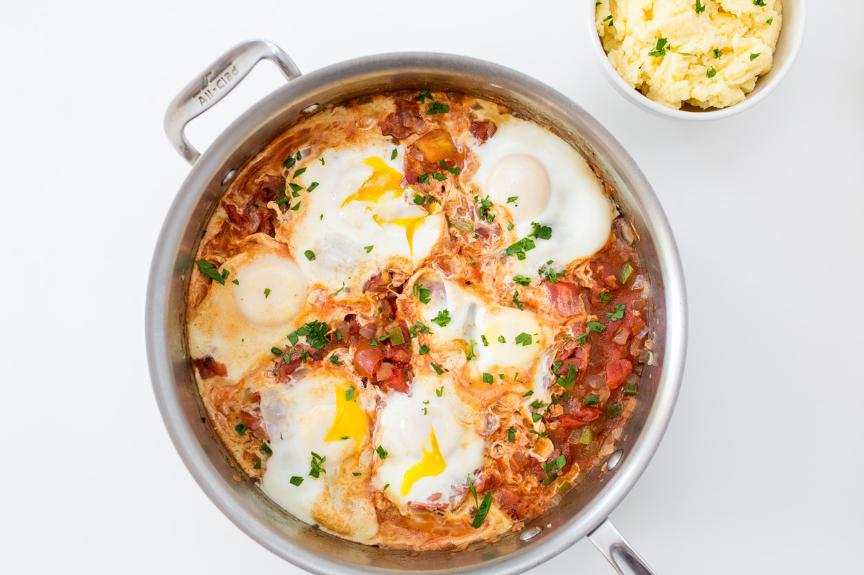Shakshuka with Mediterranean Platter | Cook Smarts