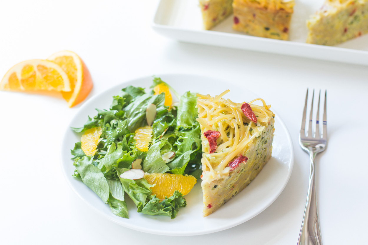 Pasta Frittata with Zucchini and Red Pepper | Cook Smarts